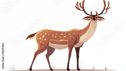 Cute deer with horns tail. Beautiful wild animal ca