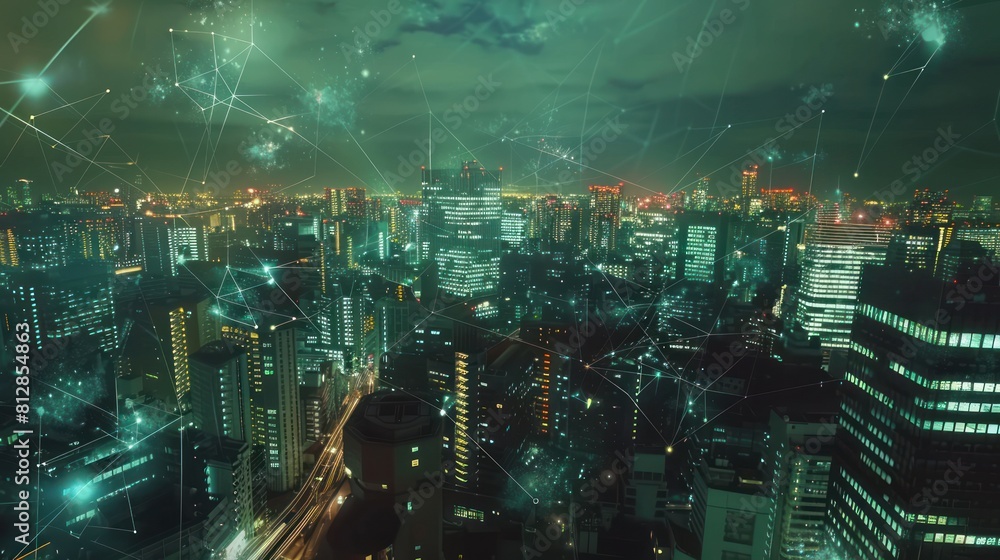 cityscape with space and neon light effect. Modern hi-tech, science, futuristic technology concept AI generated cityscape with space and neon light effect. Modern hi-tech, science, futuristic technology concept AI generated
