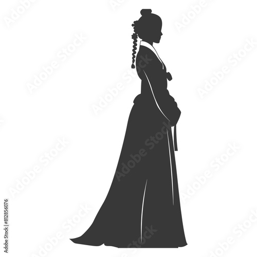 Silhouette independent korean women wearing hanbok black color only