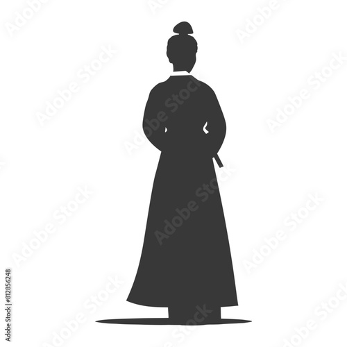 Silhouette independent korean women wearing hanbok black color only