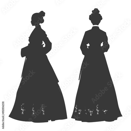 Silhouette independent korean women wearing hanbok black color only