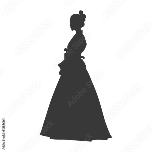 Silhouette independent korean women wearing hanbok black color only