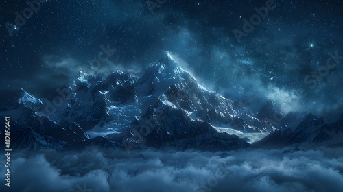 Photo realistic Alpine Meadows Under Starry Night concept A perfect setting for astrophotography and contemplation in Photo Stock