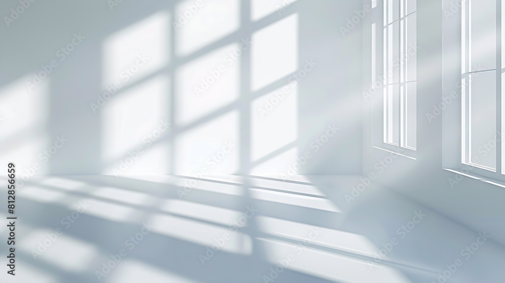 Abstract white studio background for product presentation Empty gray room with shadows of window Display product with blurred backdrop : Generative AI Abstract white studio background for product presentation Empty gray room with shadows of window Display product with blurred backdrop : Generative AI