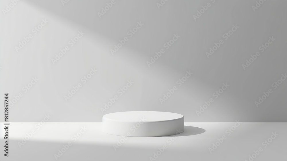 Empty white podium on light grey background Minimal template Round showcase for cosmetic product advertising Abstract display or showcase Spa and beauty mockup Front view Copy space : Generative AI Empty white podium on light grey background Minimal template Round showcase for cosmetic product advertising Abstract display or showcase Spa and beauty mockup Front view Copy space : Generative AI