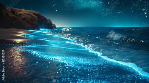Bioluminescent Beach Patterns: The Enchanting Glow of Tide Formed Sand Designs © Gohgah