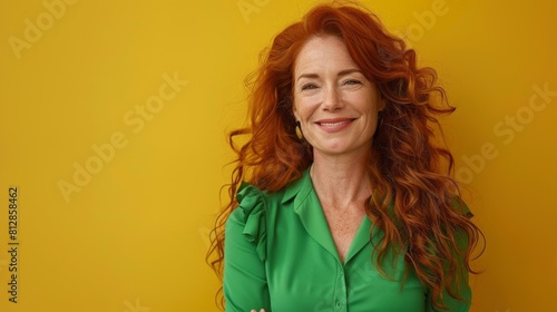 Confident Woman Against Yellow Background