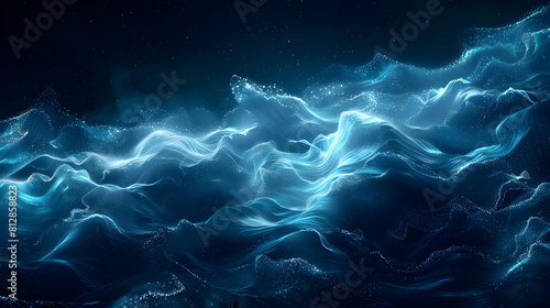 Enchanting Bioluminescent Waves at Night: Intricate Patterns of Light in Long Exposure Photography