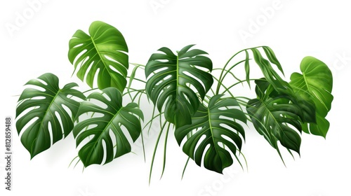 vibrant Monstera Deliciosa plant with its distinctive perforated leaves, 