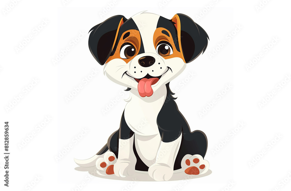 Naklejka premium The illustration depicts a cute cartoon dog with a white background.