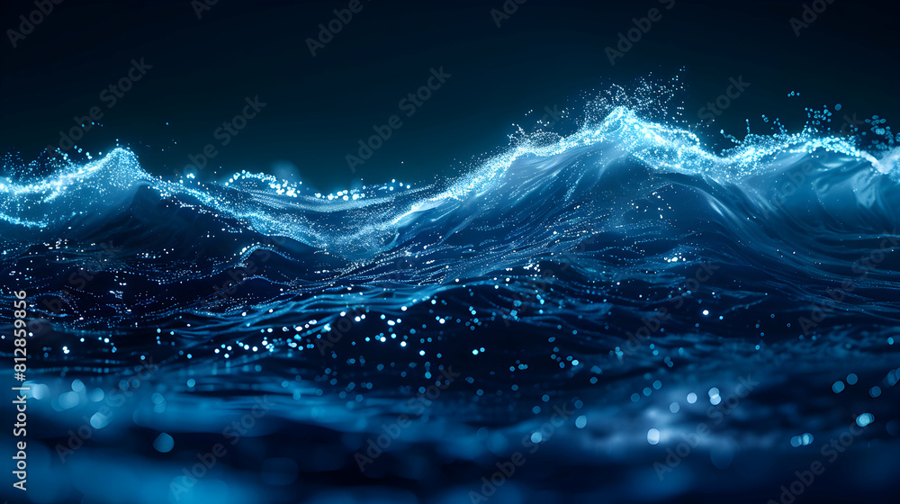 Dancing Lights of the Ocean: Waves in Photo Realistic Motion with Glowing Blue Lights Creating a Breathtaking Nighttime Scene for Ocean Observers Dancing Lights of the Ocean: Waves in Photo Realistic Motion with Glowing Blue Lights Creating a Breathtaking Nighttime Scene for Ocean Observers