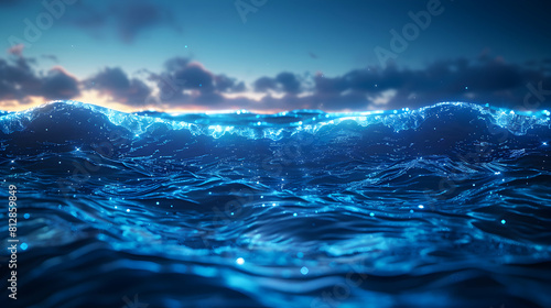 Dancing Lights of the Ocean  Waves Dance with Glowing Blue Lights  Offering a Breathtaking Scene for Nighttime Ocean Observers