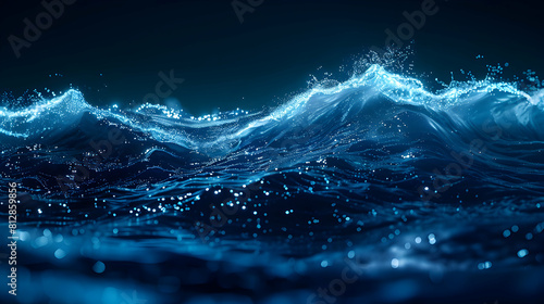 Dancing Lights of the Ocean: Waves in Photo Realistic Motion with Glowing Blue Lights Creating a Breathtaking Nighttime Scene for Ocean Observers