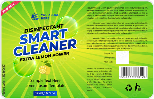 Sanitizer Cleaner bottle label design, detergent powder liquid soap, washing powder pouch packaging design liquid hand soap label design front back side product label editable vector file illustration