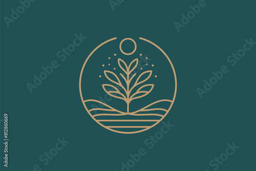 Botanical Nature Flourish Harmony in Sustainable Growth Under The Sun Logo
