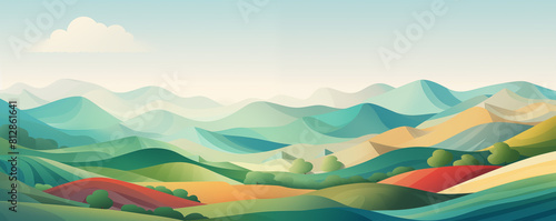 Abstract landscape with mountains and hills  panoramic view  generated ai 