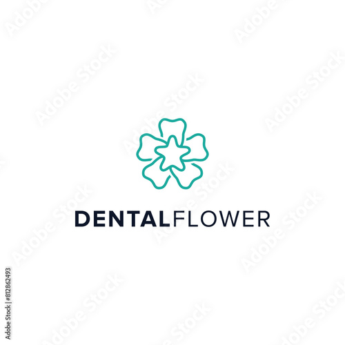 dental flower simple sleek creative modern geometric logo design vector