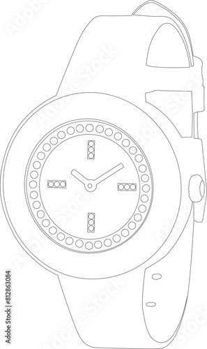 Woman watch scarce isolated silhouette on vector illustration. icon, vector, logo. 