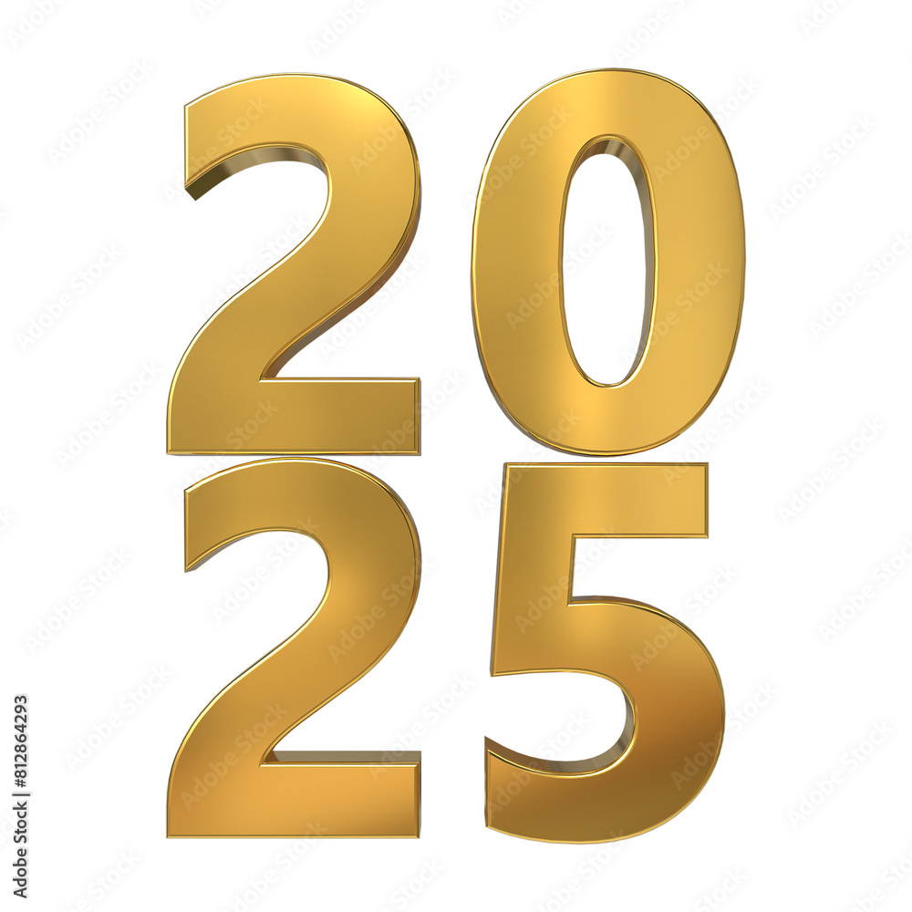 3D Golden 2025 rendering, Happy New Year design element for calendar 3D Golden 2025 rendering, Happy New Year design element for calendar