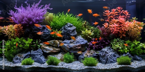 Creating a Harmonious Aquascape Design with Plants  Rocks  and Fish in an Aquarium. Concept Aquascape Design  Aquarium Plants  Rock Arrangement  Fish Selection  Creating Harmony