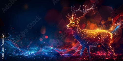 Creating Wireframe Art of Deer with Digital Techniques for Contemporary Wildlife-Themed Design Projects Using Polygons. Concept Wireframe Art, Digital Techniques, Contemporary Design, Wildlife Theme