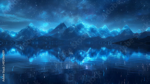 Bioluminescent Reflections: A Stunning Mirror of Night Sky in Calm Waters