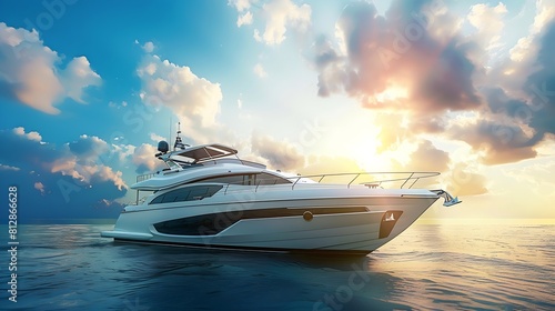 Summer vacation concept on a modern yacht boat Summer holidays on a luxury yacht enjoying summer vacation on a boat in the sea summer vacation with a speed boat yacht : Generative AI