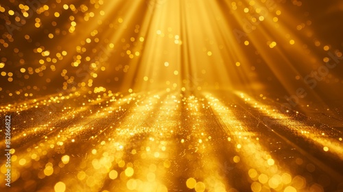This image features a stunning golden background illuminated by radiant light rays and sparkling bokeh, giving a sense of warmth and celebration