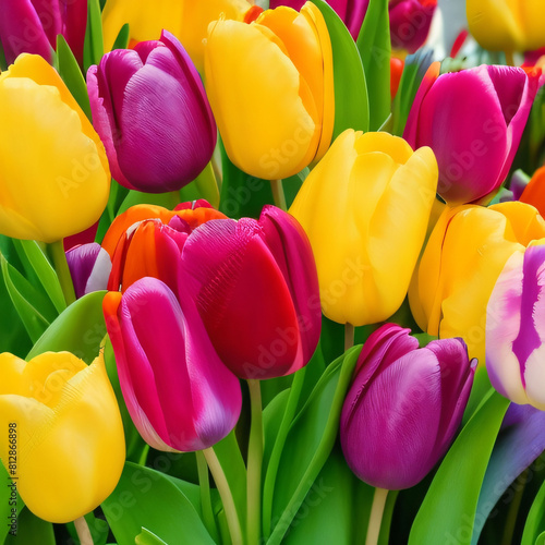 Realistic detailed colorful tulips buds set for content creation or decoration. tulip flower