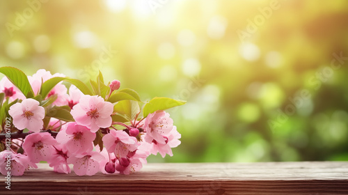 Closeup nature view of sakura blossom branch on blurred sunny background 16 9