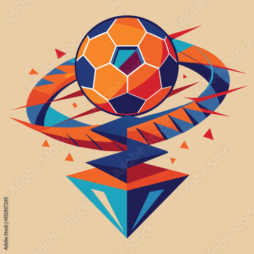 A dynamic soccer ball in flight, propelled by force, A geometric representation of a football spiraling through the air