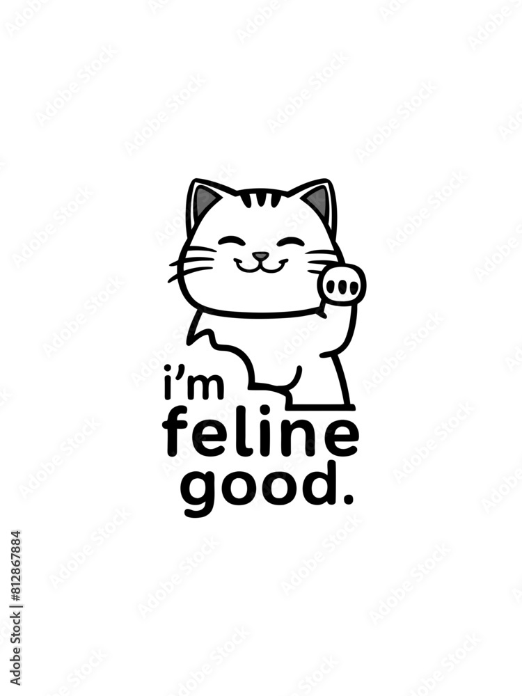 Cat illustration with text saying Cat illustration with text saying