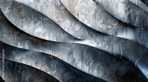 Blue and gray waves of stone undulate across the surface of this abstract image.