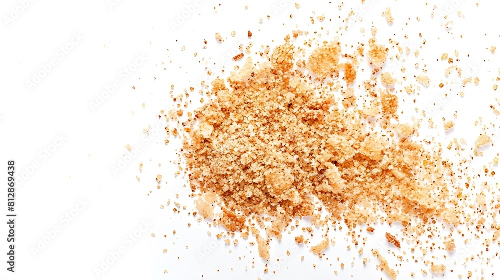 Bread crumbs isolated on white background Splash of crumbs Top view Pattern Flat lay : Generative AI Bread crumbs isolated on white background Splash of crumbs Top view Pattern Flat lay : Generative AI