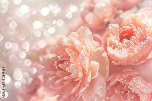Fototapeta Naklejka Na Ścianę i Meble -  dreamy close up of sparkling peonies in rose gold tones with shimmer