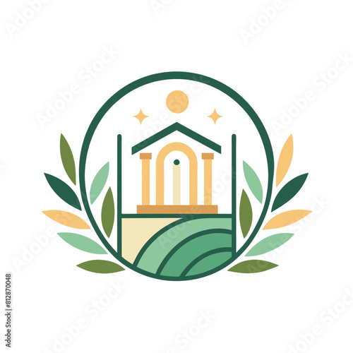 Minimalist logo design for a church featuring clean lines and subtle elements, A minimalist logo featuring clean lines and subtle hints of a garden setting