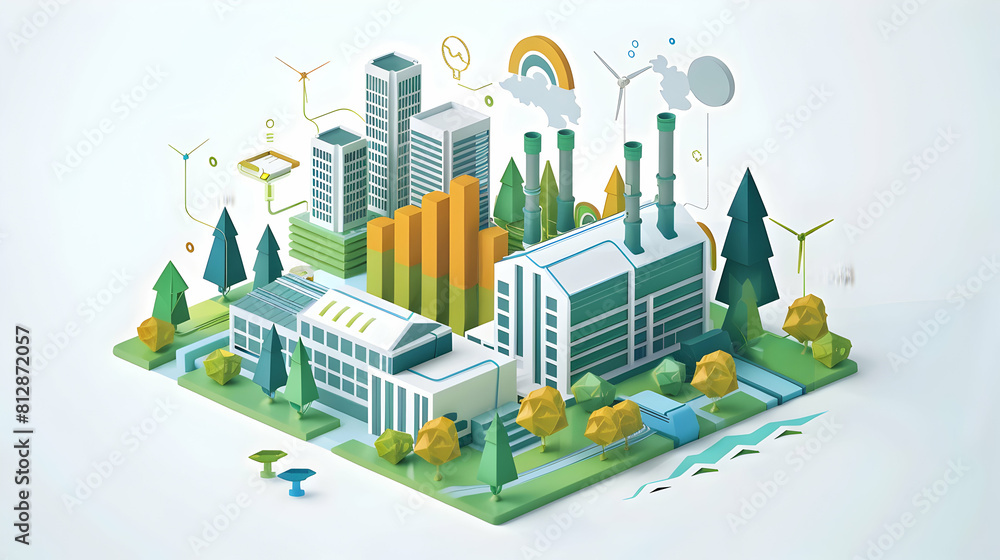 Corporate Sustainability Reporting: Transparency in Environmental and Social Impacts Simple Flat Design Icon Illustration