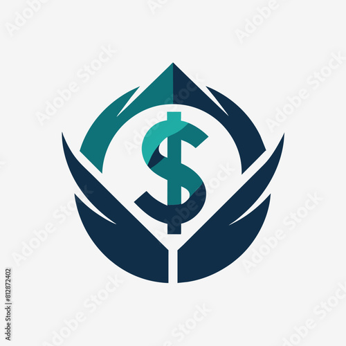 Hands framing a dollar sign symbol in the center, symbolizing finance, wealth, and investment, Utilizing negative space to create a sense of airiness, minimalist logo