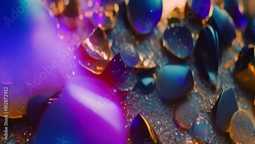 Group of Blue and Gold Stones on Table Generative AI