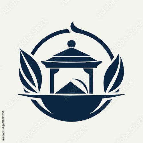 A minimalistic and sleek logo for a tea house, featuring elegant tea leaves and a teapot design, A modern and sleek logo for a tea house, minimalist logo