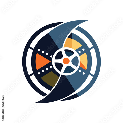 A logo representing a film studio with a modern take on traditional film reel imagery, A modern take on traditional film reel imagery, minimalist logo