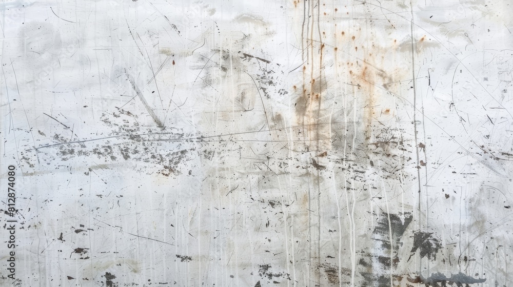 Fototapeta premium Close-up of a white painted metal wall with scratches and chipped paint.