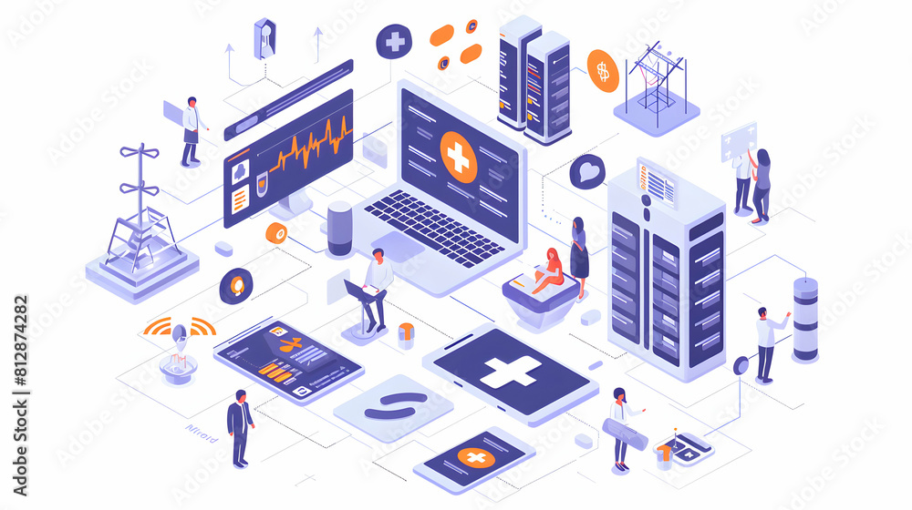 Health Tech Regulation Compliance: Navigating Complexities to Safeguard Patient Data Isometric Flat Design Icon Concept Health Tech Regulation Compliance: Navigating Complexities to Safeguard Patient Data Isometric Flat Design Icon Concept
