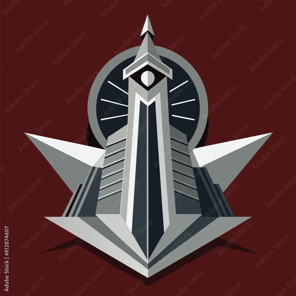 Stylized tower featuring a clock on top, with a sleek and minimalist design, A sleek and minimalist design reflecting the allure of the silver screen Stylized tower featuring a clock on top, with a sleek and minimalist design, A sleek and minimalist design reflecting the allure of the silver screen
