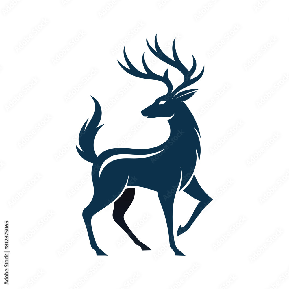 A minimalist black and white depiction of a deer in profile, showcasing its distinctive antlers and graceful form, A sleek and modern minimalist deer silhouette, minimalist logo A minimalist black and white depiction of a deer in profile, showcasing its distinctive antlers and graceful form, A sleek and modern minimalist deer silhouette, minimalist logo