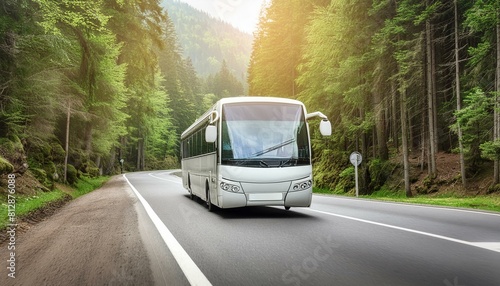 Bus in forest road