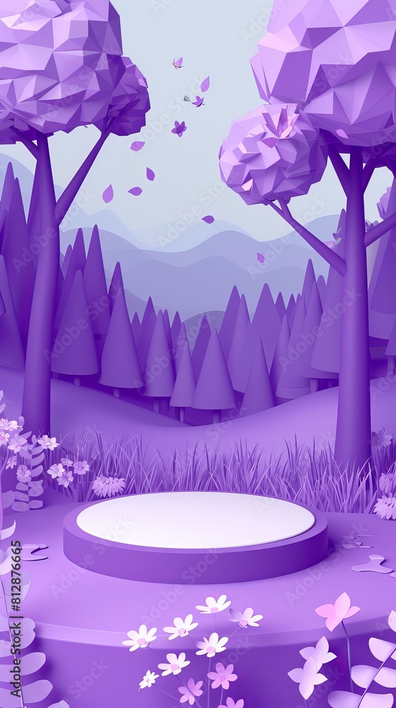 Product booth background: 3D purple forest tree product booth background Product booth background: 3D purple forest tree product booth background