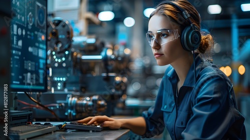 Female Technologist Working on Software Development in Office Environment photo