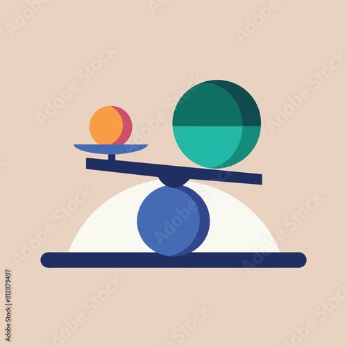 A scale with two stability balls placed on top of it, showcasing balance and stability, Balance board and stability ball arrangement, minimalist logo