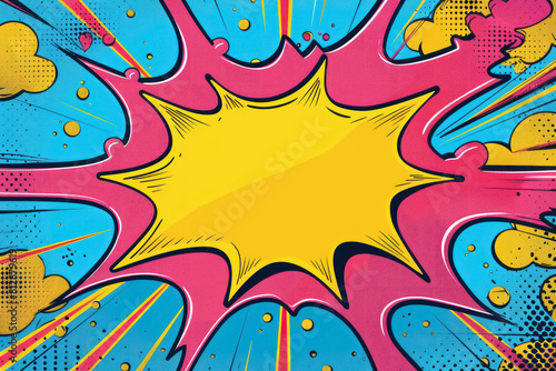 dynamic pop art explosion background with empty yellow center